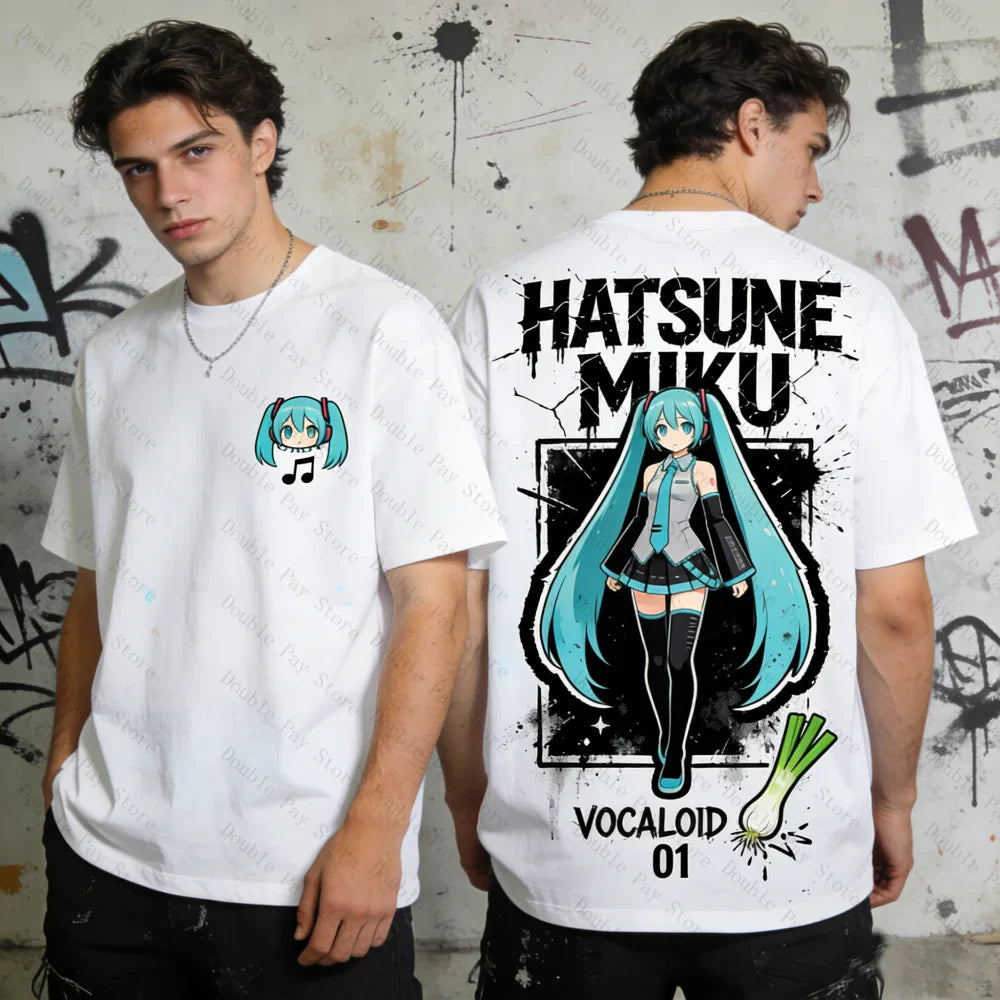 Miku Oversized T-shirt Men Women Anime Vocaloid 01 Tee Harajuku Streetwear Short Sleeve Tops Hip Hop Casual Summer Clothes
