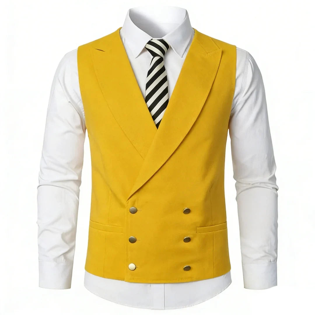 Men Vest Ivory Double Button With Lapel Solid Waistcoat For Wedding Banquet Party Business Office Casual Daily Men Suit Vest