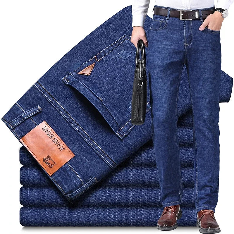 2026 Men's Slim Fashion Denim High Quality Male Pants Elastic Black Blue Leisure Jeans Brand Clothing