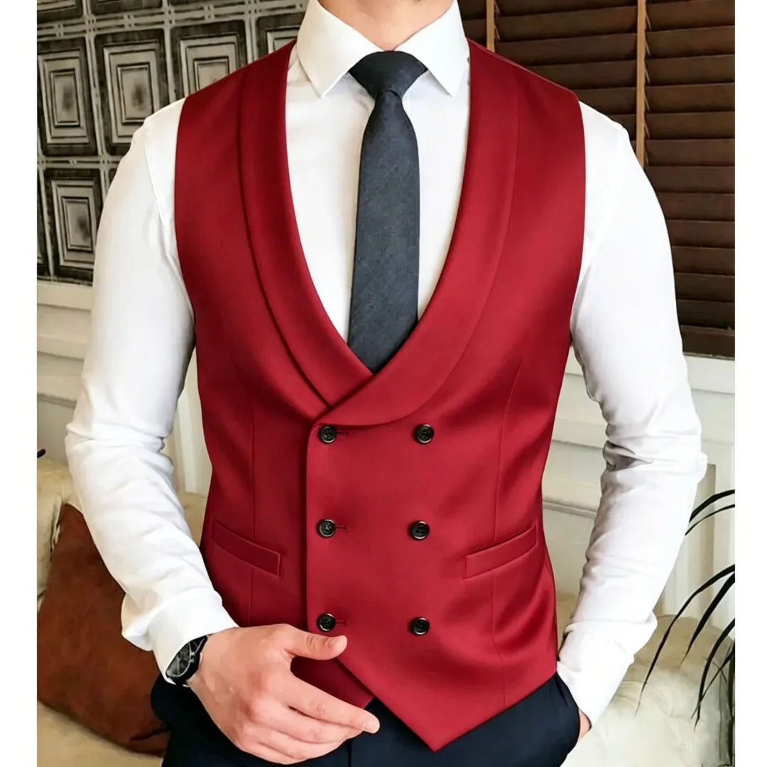 Men Vest Double Breasted With Lapel Solid Waistcoat For Wedding Banquet Business Party Work Office Casual Daily Men Suit Vest