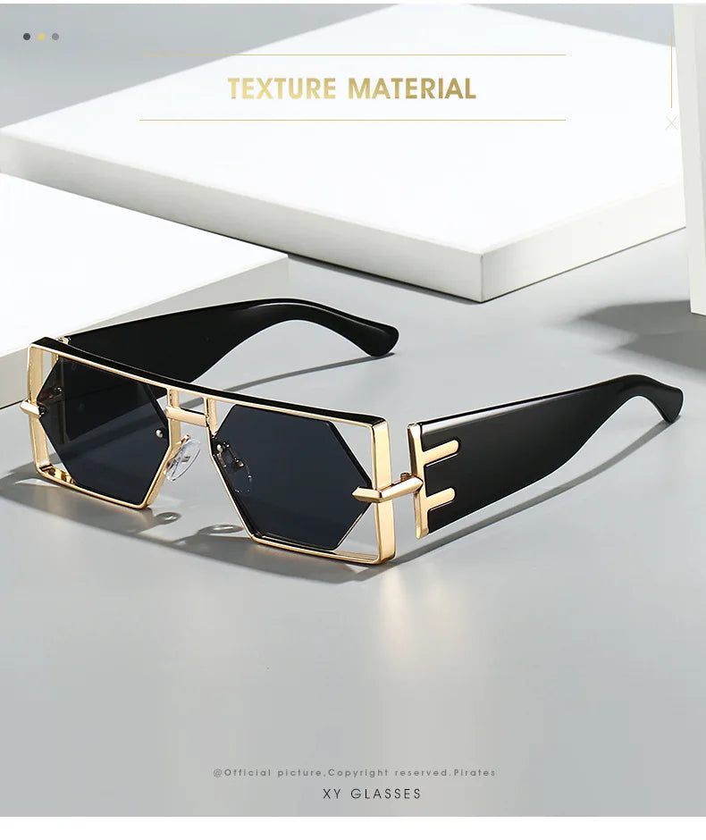 2025 New Hollow Sunglasses Men Women Hip Hop Internet Celebrities Ins Fashion Sun Glasses Ladies Female Alloy Frame Square UV400