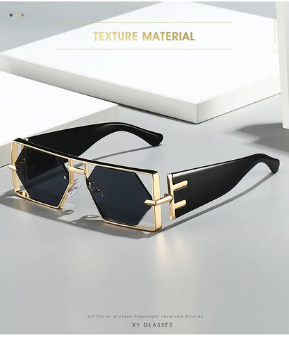 2025 New Hollow Sunglasses Men Women Hip Hop Internet Celebrities Ins Fashion Sun Glasses Ladies Female Alloy Frame Square UV400