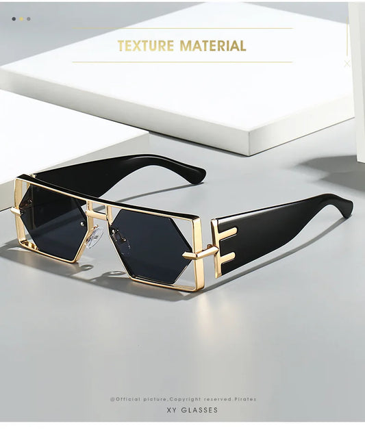 2025 New Hollow Sunglasses Men Women Hip Hop Internet Celebrities Ins Fashion Sun Glasses Ladies Female Alloy Frame Square UV400
