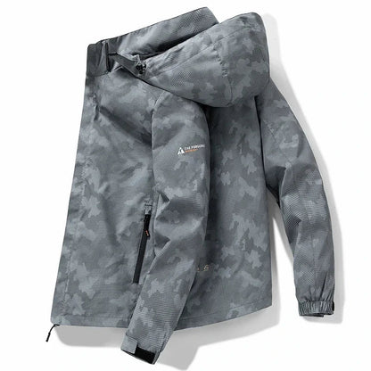 Spring Men's Windbreaker Korean Fashion Loose Waterproof Hooded Coat Outdoor Leisure Function Camping Camo Jacket Men's Workwear