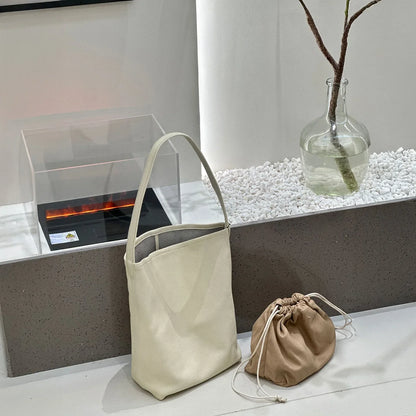 Bucket Bag Large Women's Bag Tote Bag Shoulder Bag Luxury Designer Genuine Leather Handbag Japanese Popular Bag Soft Row