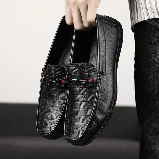 Fashion Leather Men Casual Shoes Slip on Formal Loafers Luxury Brand Comfortable Men Italian Soft Male Driving Shoes