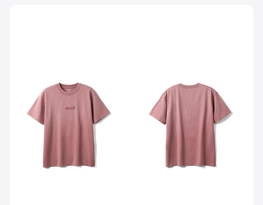 2026 Summer New 260gsm 100% Cotton Fabric Snow Washed Vintage T-shirts Men Letter Embroidery Plus Size Tops