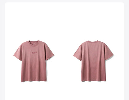 2026 Summer New 260gsm 100% Cotton Fabric Snow Washed Vintage T-shirts Men Letter Embroidery Plus Size Tops