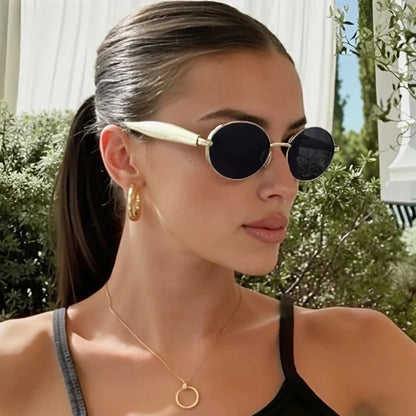 Sexy Small Oval Punk Sunglasses Women 2026 Luxury Vintage Steampunk Metal Frame Sun Glasses For Ladies Trendy Traveling Shades