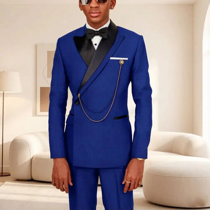 Slim Fit Suits for Men 2 Pieces Formal Wedding Suits Mix Match Elegant Asymmetric Shawl Collar Embellished Separates Prom Wear