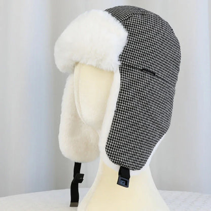 Bomber Hat Plaid Russian Caps Thick Warm Autumn Winter Hat Men Women Ski Trapper Earflap Cap Male Female Russian Fur Hat