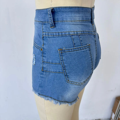 Sexy Hot Slim Denim Shorts Women Fashion Trendy All-match Solid Color Tight High Waist Short Jeans Lady Commuting Cowboy Outfits