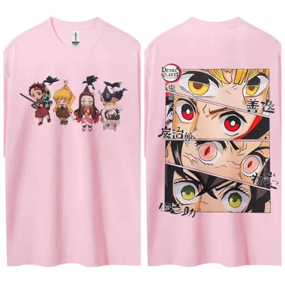 Demon Slayer Men's T-shirt Kamado Tanjiro Japan Anime Summer Boy Spring and Autumn Children's Short Sleeves Parent-Child Wear