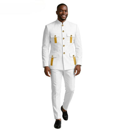 New Men's Suit 2-piece Business Formal Blazer Double-breasted Design Groom Tuxedo for Wedding XS-6XL Outfit