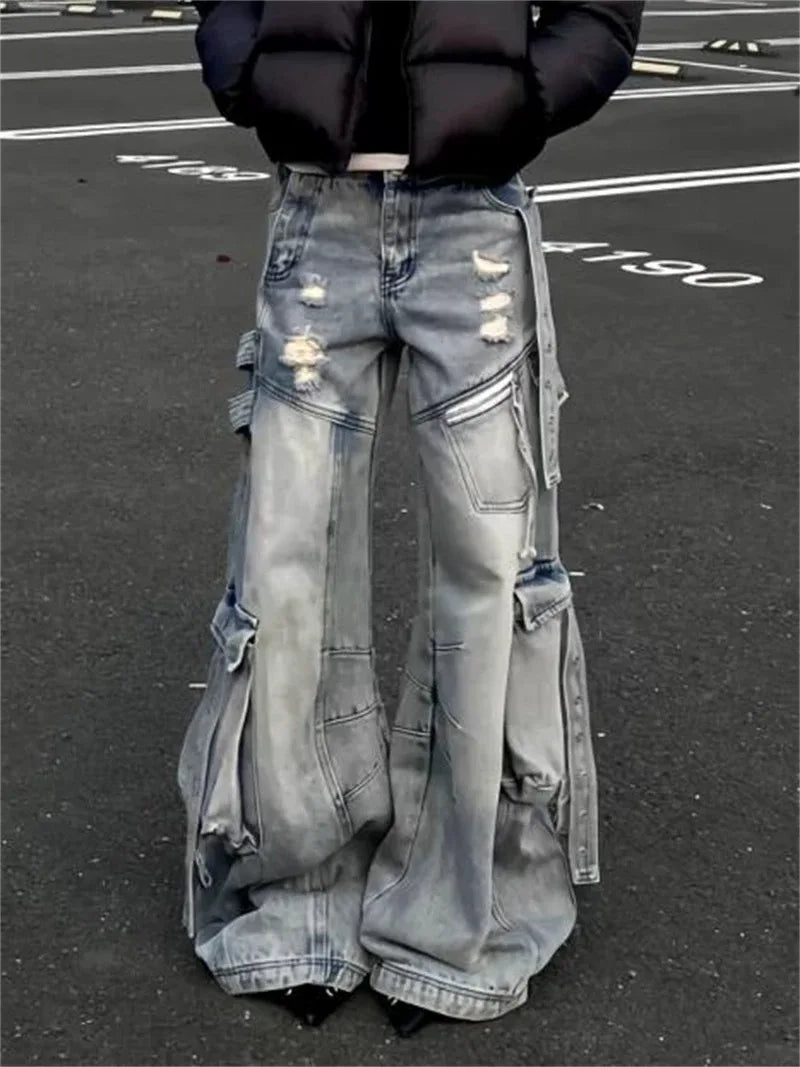Black Jeans Women American Style Y2K 90S Vintage High Waisted Jean Straight Trouser Streetwear Casual Loose Wide Leg Denim Pants