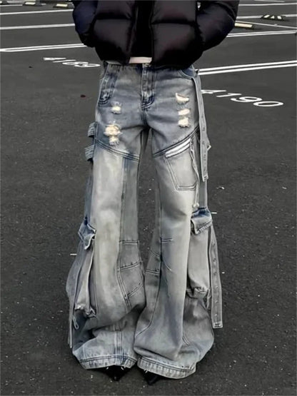 Black Jeans Women American Style Y2K 90S Vintage High Waisted Jean Straight Trouser Streetwear Casual Loose Wide Leg Denim Pants