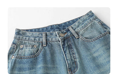 Women Jeans Loose Casual High Waisted Wide Leg Ripped Rough Edge Denim Pants Female Trousers Spring Autumn 2025