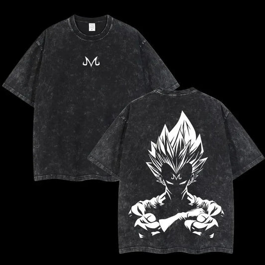 T-shirt Men's Street Clothing Dragon Ball Cartoon Pattern Vintage T-shirt Neutral Casual White Cotton Women T-shirt Top