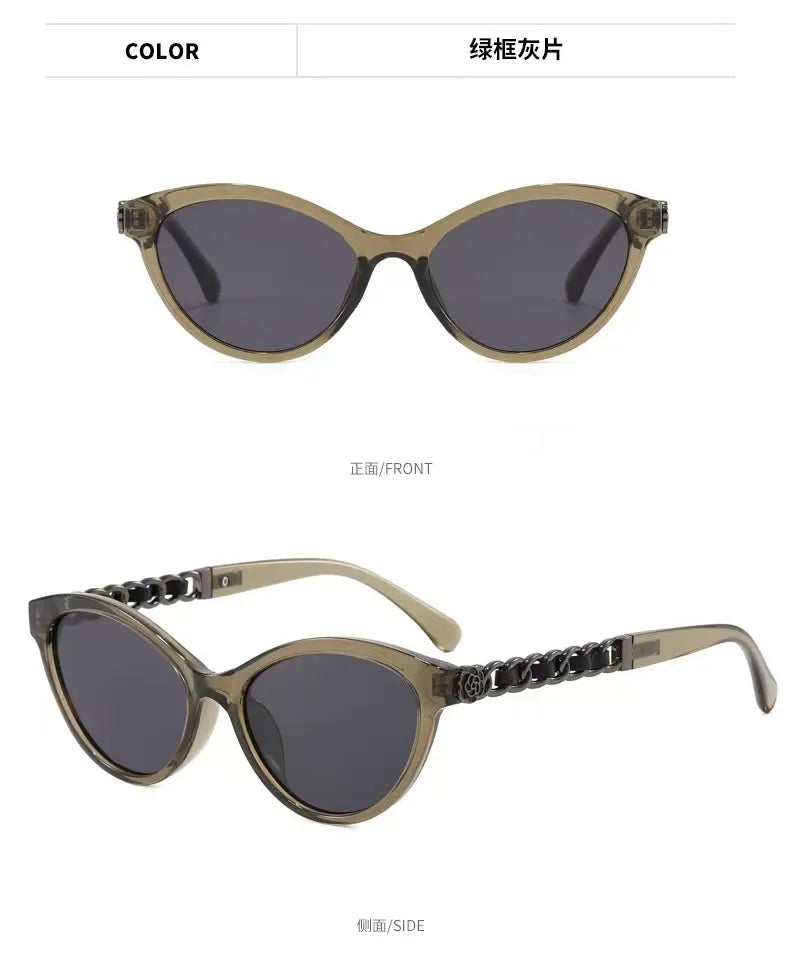 2025 New Fashion Cat Eye Sunglasses Women Hollow Chain Legs Sun Glasses Ladies Classic Goggle Oculos De Sol UV400 Sunshade