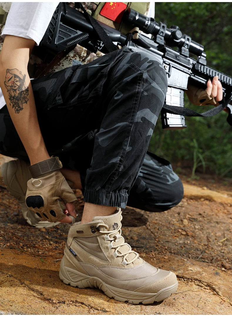 Men Tactical Boots Waterproof Army Plus Work Climbing Shoes Size Boot Anti-Slip Casual Outdoor Military Brand Ankle Hiking Shoes