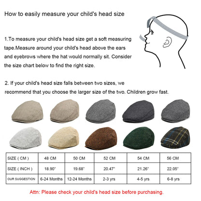 Kids Flat Caps Herringbone Woolen Tweed Small Size Boy Girl Newsboy Caps Infant Toddler Youth Beret Hat for Children