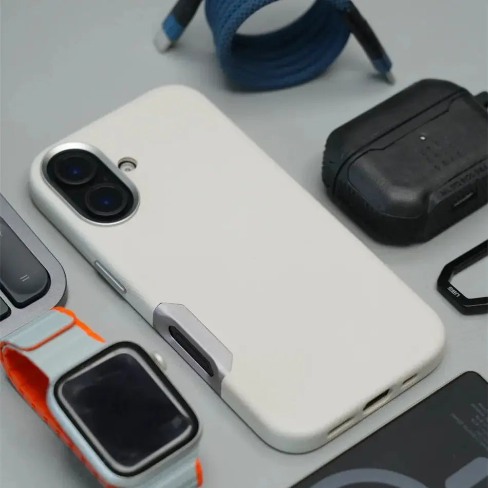 زر كاميرا من الألومنيوم لهاتف iPhone 16 Pro Max، جراب جلدي صلب من السبائك، غطاء مقاوم للصدمات مع شحن لاسلكي مغناطيسي لـ MagSafe