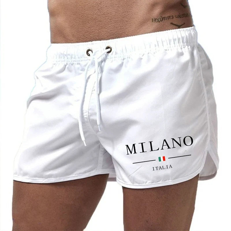 2026 Summer Men's Beach Shorts Urban Print Beach Trunks Jogging Casual Pants Quick Drying Swimming Homme Surf Lightweight Shorts