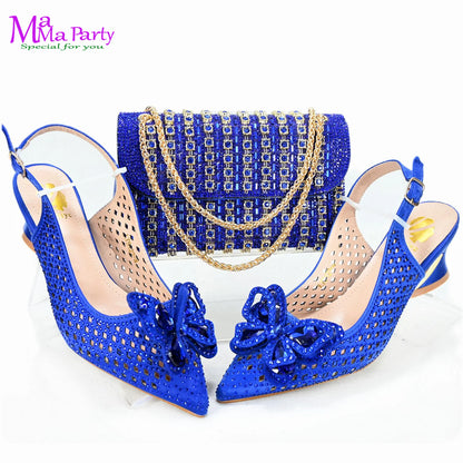 2025 High Quality Winter New Arrivals Specials Design Italian Shoes and Bag Set in Wine Color Low Heels Comfortable For Wedding