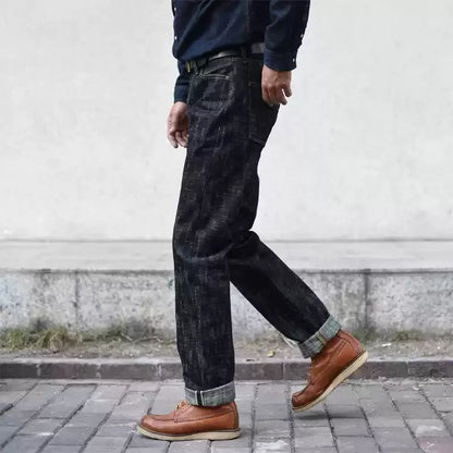 Mens Jeans Sanforized Selvedge Denim Jeans Limited EditionDouble-sided Dyeing 66 Fit 20 Oz