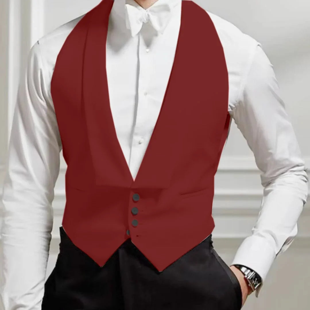 Men Vest White Single Button Solid With Lapel Waistcoat Suit For Wedding Birthday Banquet Party Business Work Men Suit Vest