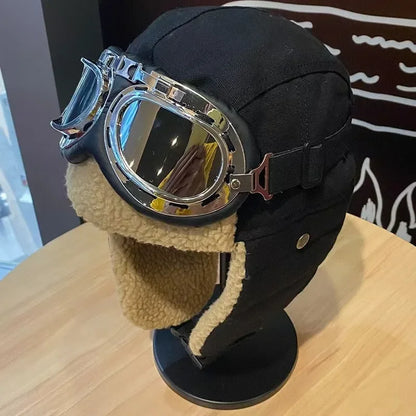 Unisex Aviation Trapper Hat - Korean Style Thermal Windproof with Ear Flaps for Cycling Winter