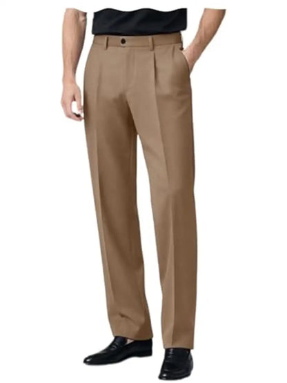 Men's Premium Pleated Wide-Leg Dress Pants Versatile Formal Casual Trousers Chinos Business Daily Office Banquet Wedding Summer