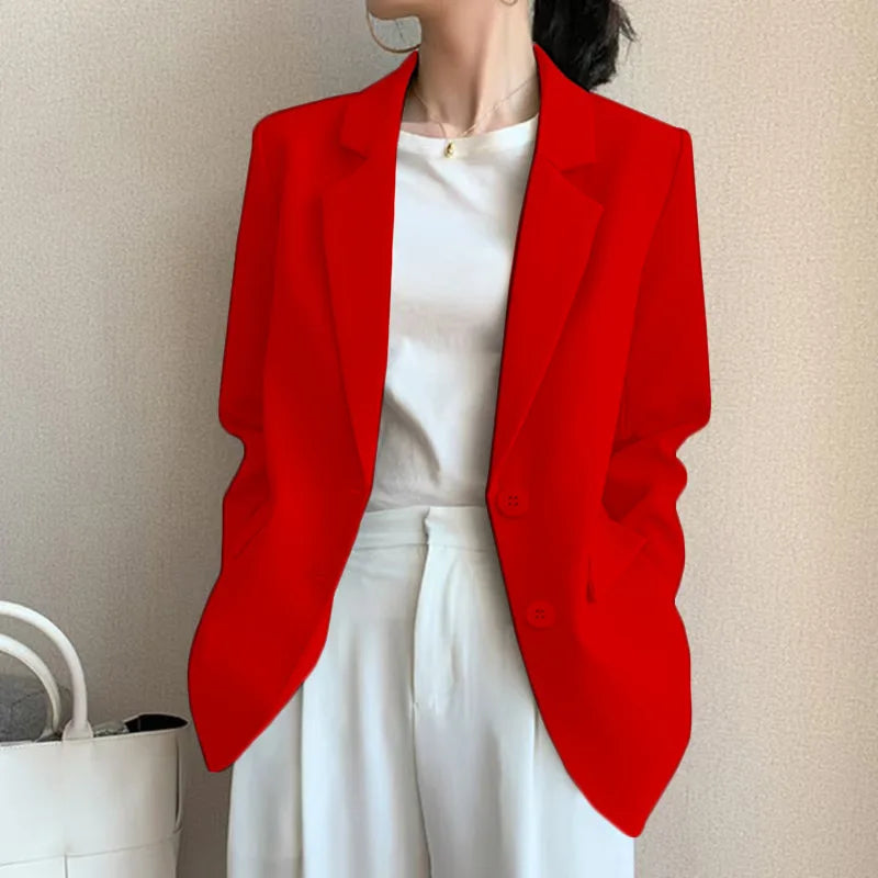 New Solid Color Blazer Coat Female Spring Autumn  Fashion Suit Jacket Ladies 2026  Advanced Long Sleeves Casual Tops Outwear
