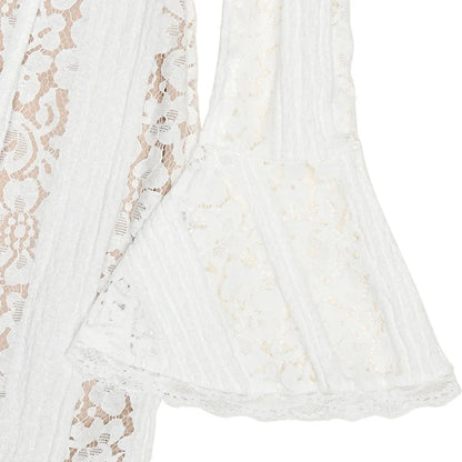 Elegant Off The Shoulder Bodycon Dress 2024 New in White Flare Sleeve Lace Maxi Dress Wedding Guest Dress for Women