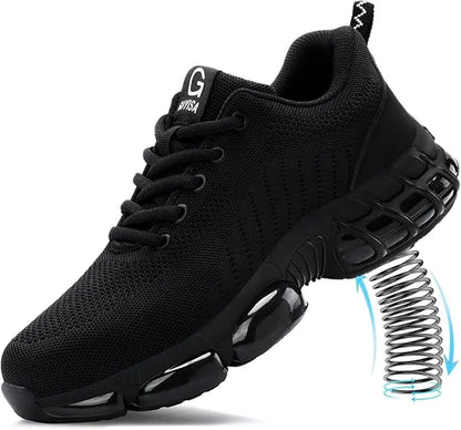 Steel Toe Work Shoes for Men Women Comfortable Lightweight Black Safety Construction Working Shoes Anti-Smash Anti-Puncture