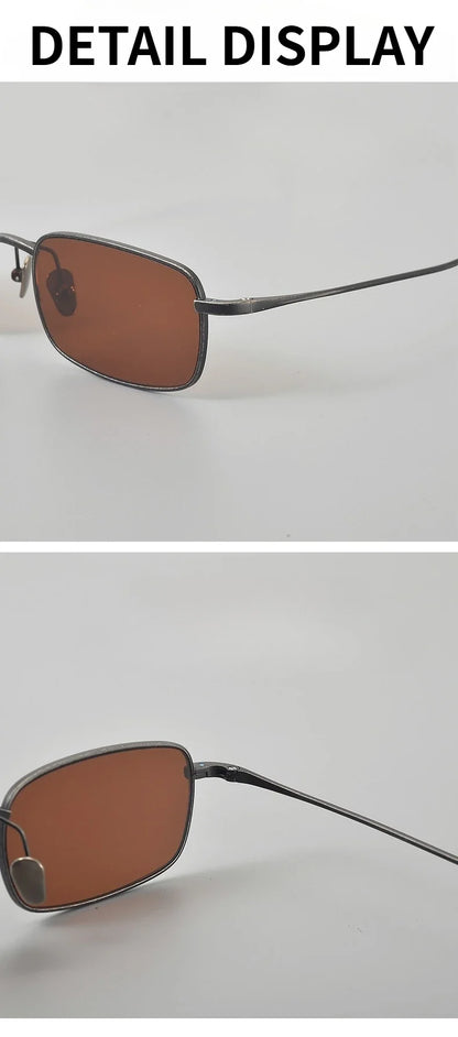 Top Quality Pure Titanium UV400 Protection Small Square Women Sunglasses Brand Ultra-light Rectangular Man Sun Glasses Eyewear