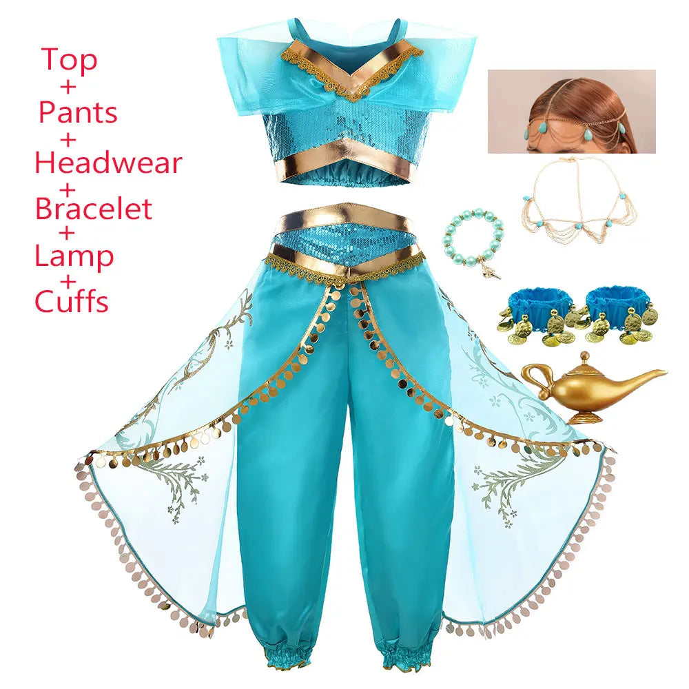 2026 Venice Carnival Rio Canaval Costume Play Jasmine Princess Dress up Girls Birthday Party Fancy Aladdin Role Playing Apparel