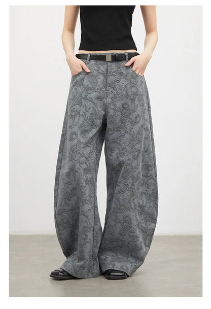 New Women Jeans Loose Casual High Waist Wide Leg Denim Pants Paisley Female Trousers Spring Autumn 2026