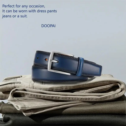 Men's Leather Belt Needle Buckle Belt Trendy New Casual Genuine Leather LONG Large Belts Cowhide Men's Belt Plus Size Men Belts
