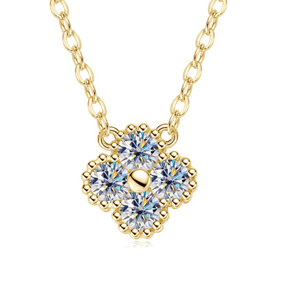 3mm Certified Moissanite Pendant Necklace for Women Classic Clover Flower Neck Chain 100% Pure 925 Silver Chain Charm