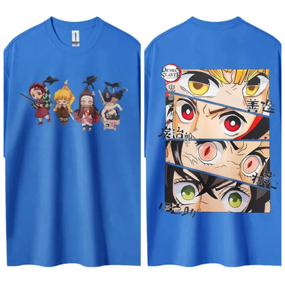 Demon Slayer Men's T-shirt Kamado Tanjiro Japan Anime Summer Boy Spring and Autumn Children's Short Sleeves Parent-Child Wear