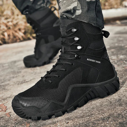Outdoor High Top Mens Waterproof Fashion Platform Sneakers Ankle Botas Casual Shoes Combat Boots Male Black Large Size 47