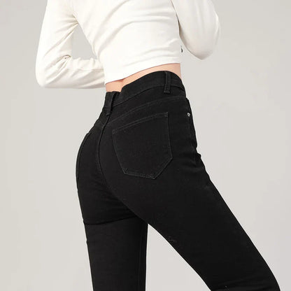 2024 Sexy Women Blue Slim Skinny Denim Jeans High Waist Elastic Mom Jeans Stretch Washed Pencil Pants Streetwear Tight Trousers