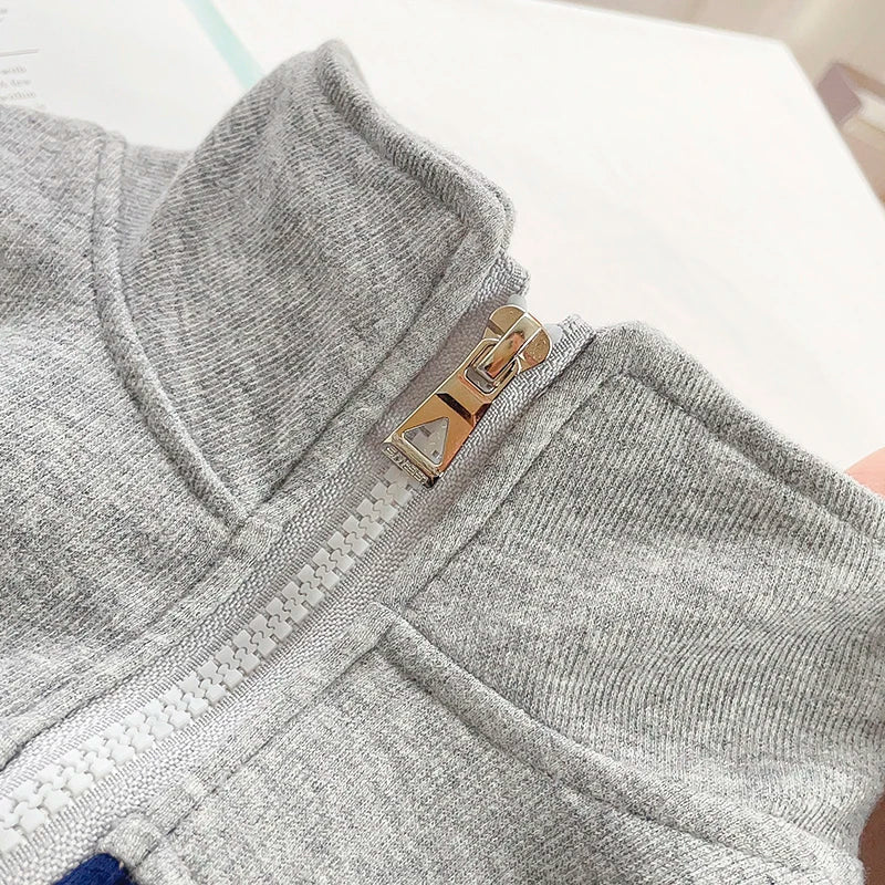 Boys Contrast Alphabet Full Zip Sweatshirt Jacket+Sweatpant Workout Set School Kids 2PCS Tracksuit Children Jogger Outfit 5-16Yr