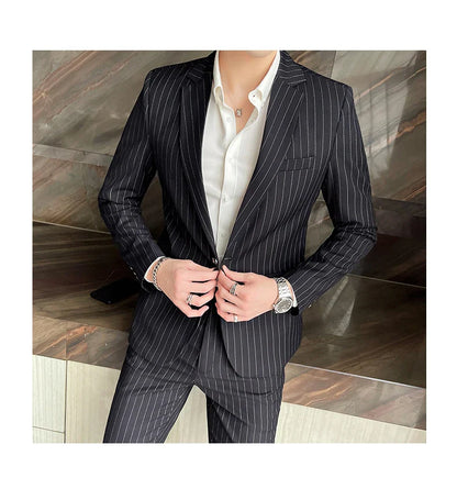 2023 Men's High-End Boutique Suit And Trousers Set British Wedding Party Fashion Business Casual Trendy Two-Piece Ensemble