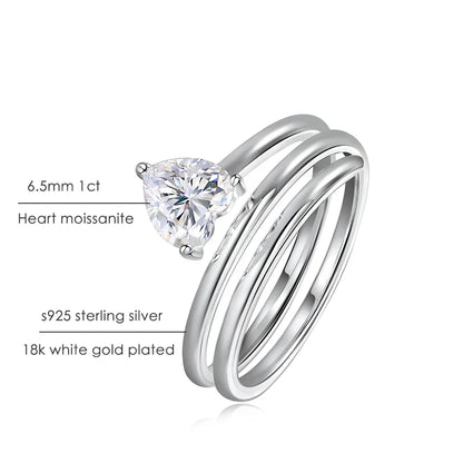 1ct Heart Cut Moissanite Wedding Rings for Women Spiral Eternity Band Matching Ring s925 Sterling Silver Teen Gifts