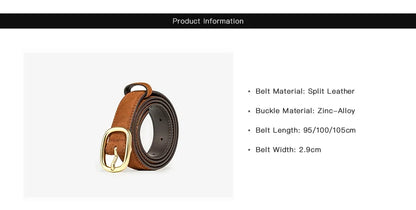 Belt Women Split Leather Trend Elliptical Pin Buckle Accessories All-Match Jeans Waistband Ladies Handmade 91119