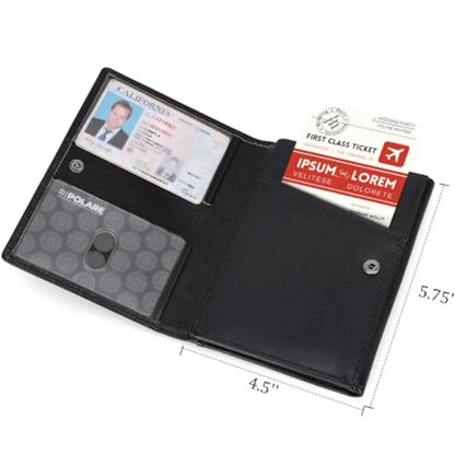 Polare Napa Leather Pilot Wallet Passport Holder RFID Blocking Tri-fold Travel Cover Document Organizer for Aviation Profession