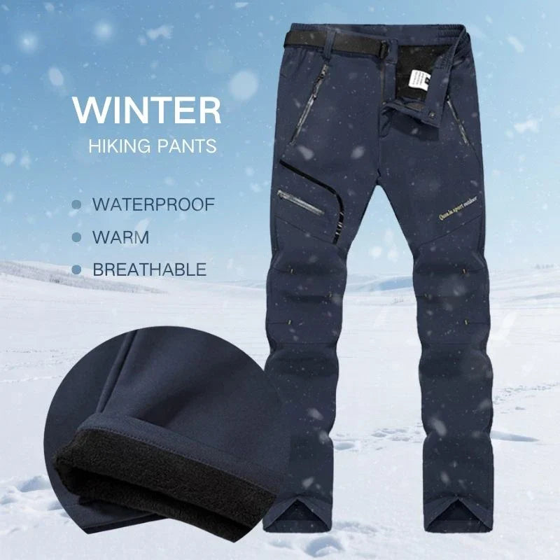 Men's Skiing Pants Camping Fleece Lined Waterproof Winter Insulated Hiking Trekking Trousers Outdoor Work Hunting