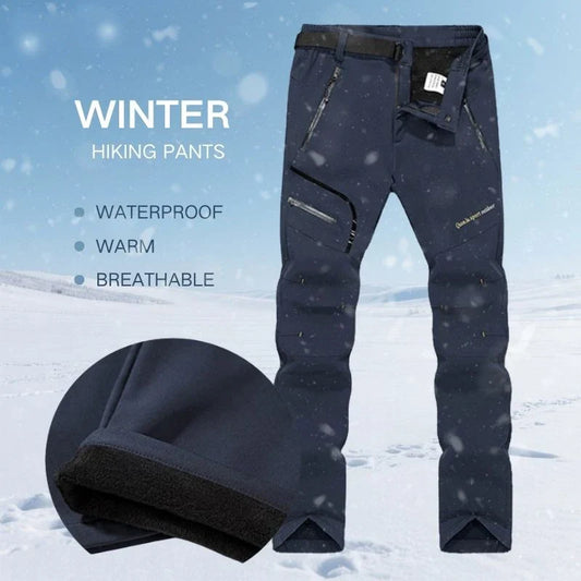 Men's Skiing Pants Camping Fleece Lined Waterproof Winter Insulated Hiking Trekking Trousers Outdoor Work Hunting